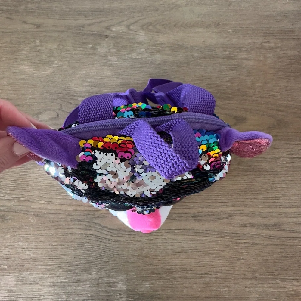 NEW-TY Fashion Flippy Reversible Sequin Backpack-Dotty the Leopard(13 inch)*Read